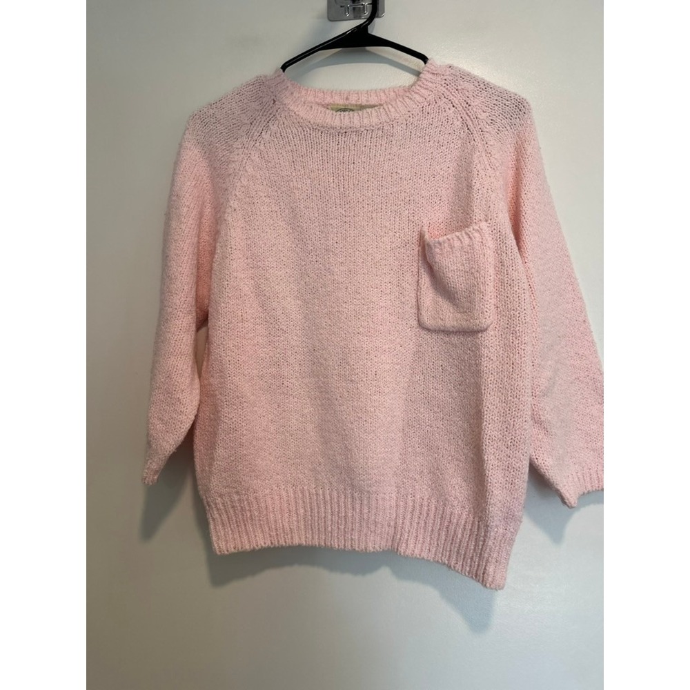 Colter Bay Vintage 90s Coquette Pocket Knit Sweater Sz:M Soft Pink Crewneck s